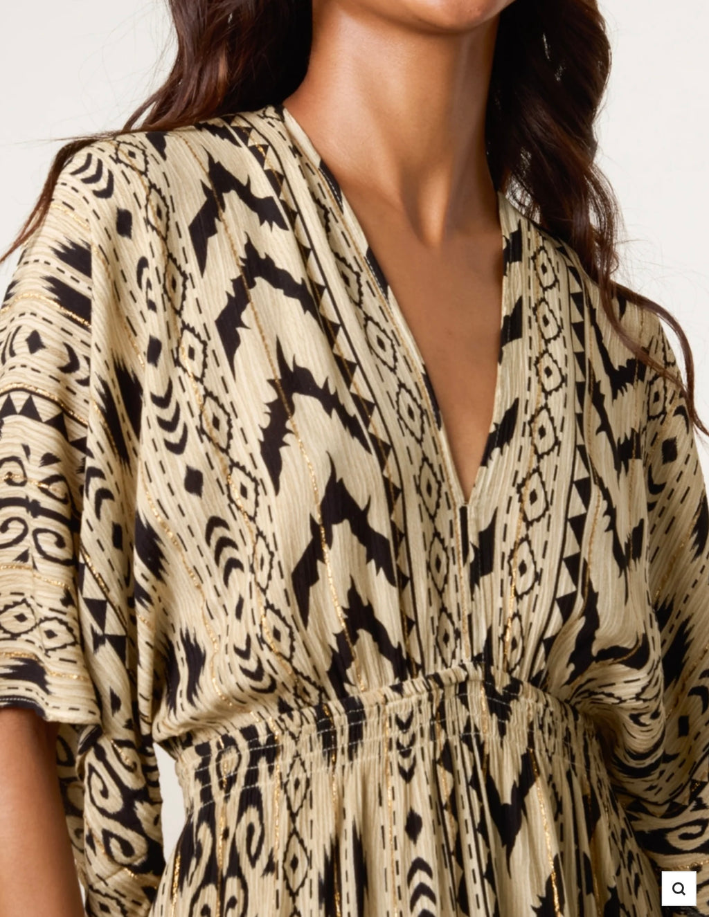 Double V neck Aztec Maxi Dress