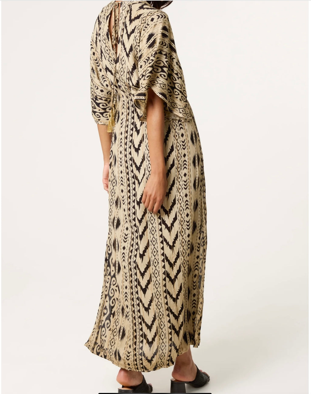 Double V neck Aztec Maxi Dress