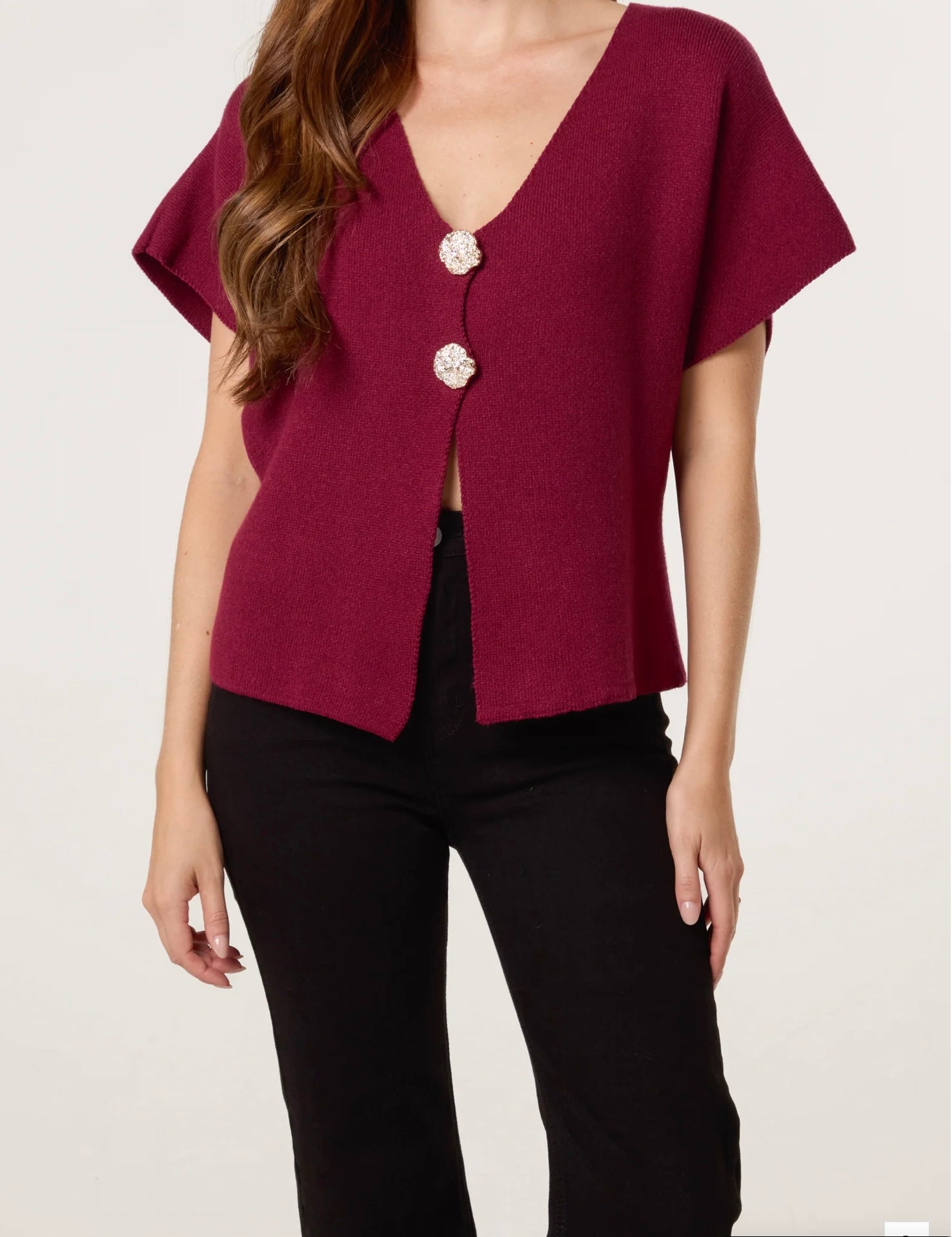 V Neck knitted Cardigan Vest