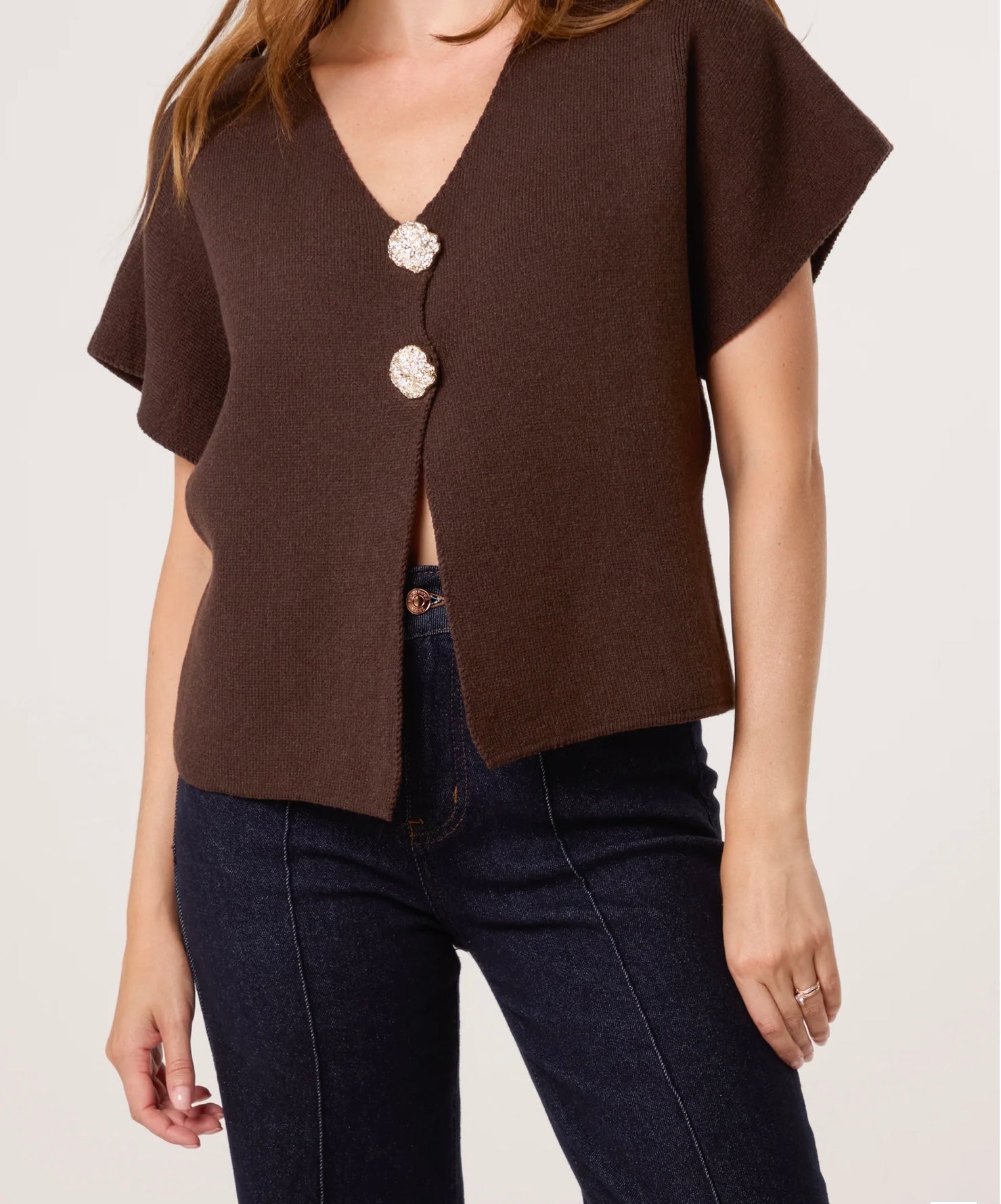 V Neck knitted Cardigan Vest