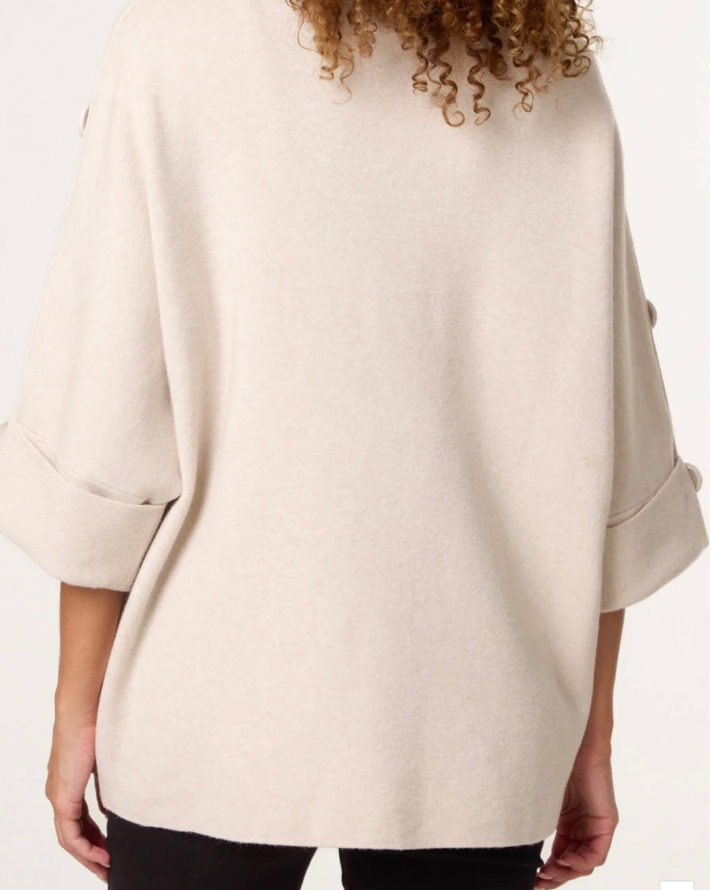 High Neck Button Sleeve Jumper