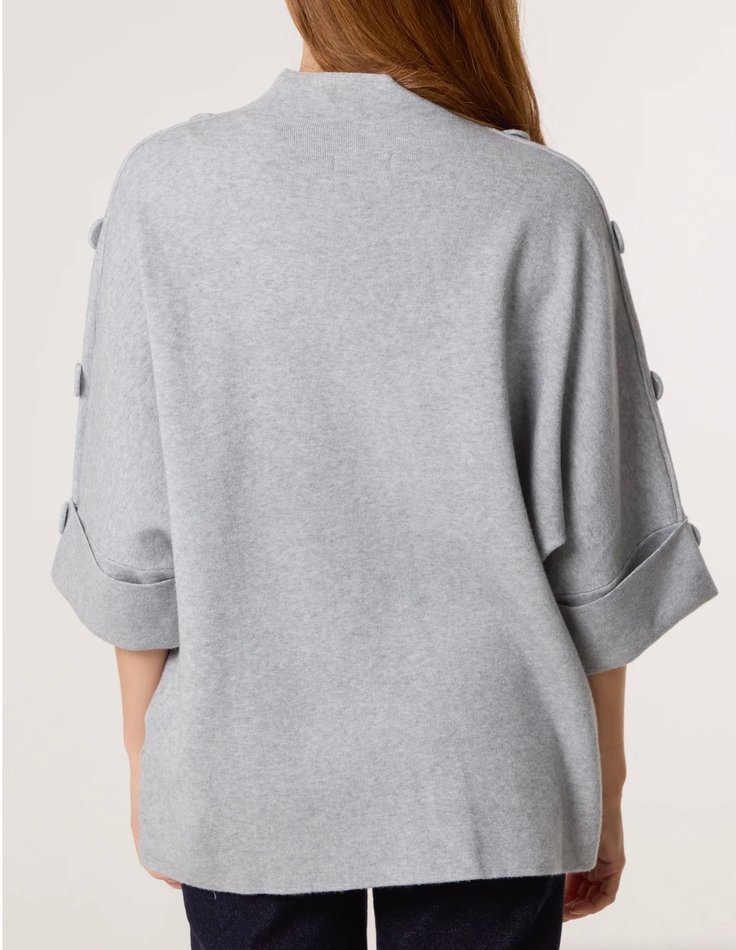 High Neck Button Sleeve Jumper