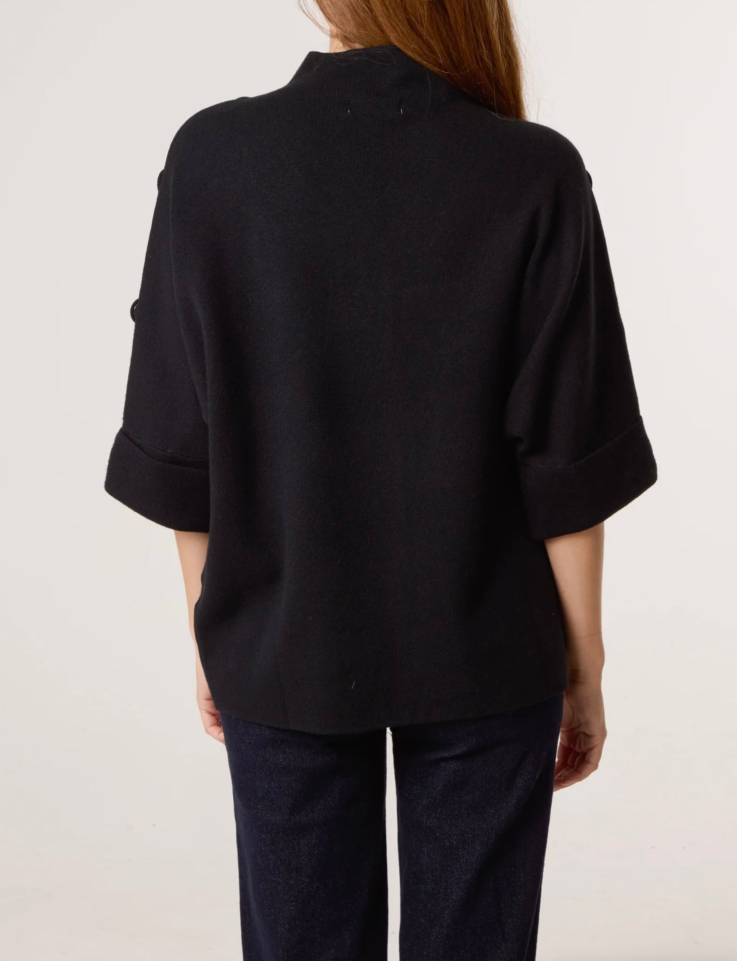 High Neck Button Sleeve Jumper