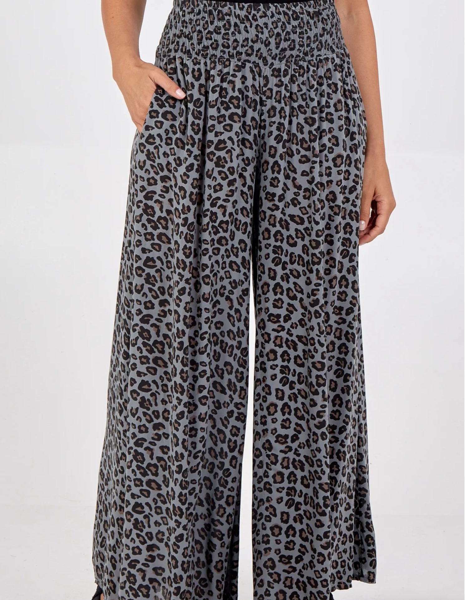 Leopard Print High Waist Wide Leg Trouser