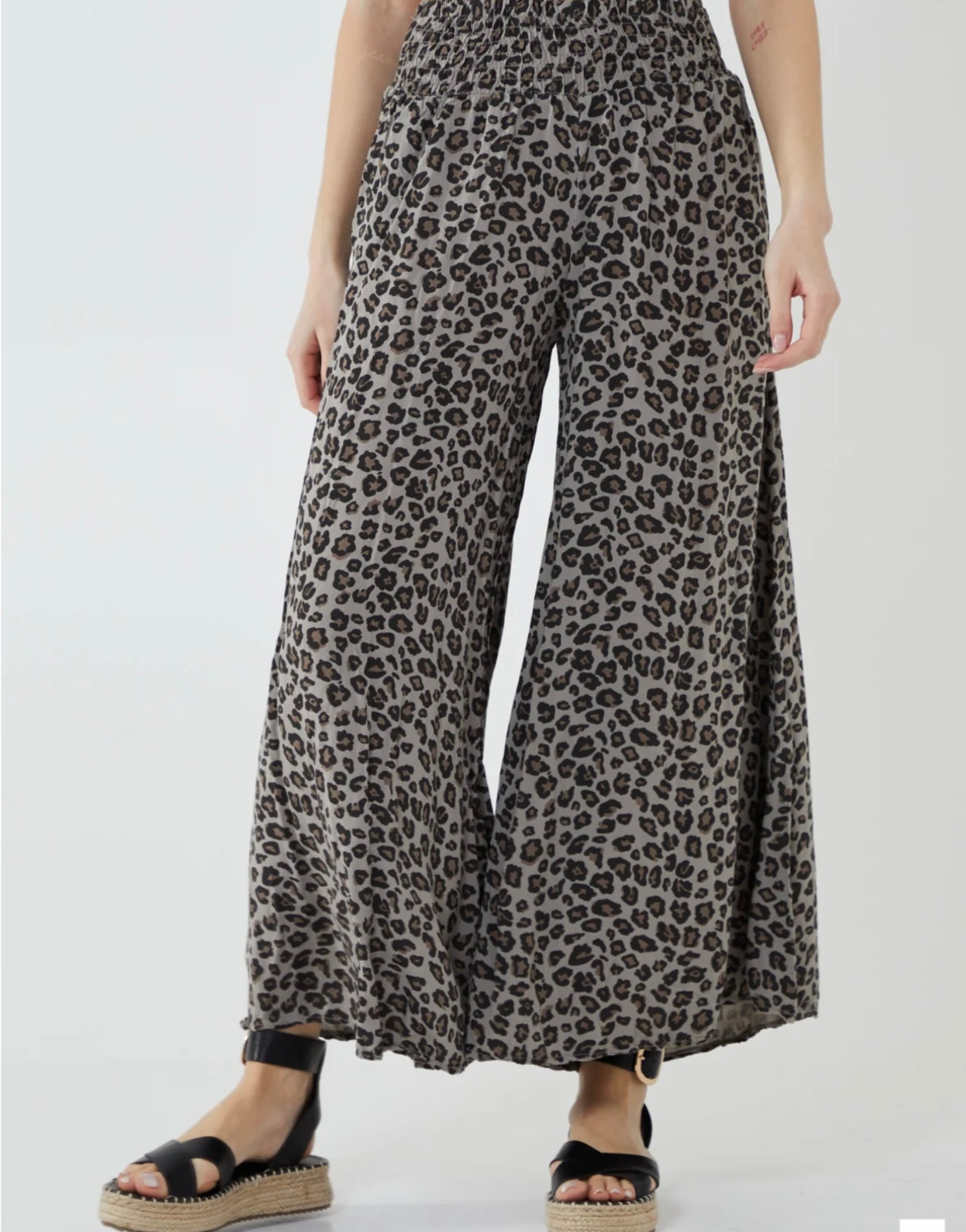 Leopard Print High Waist Wide Leg Trouser