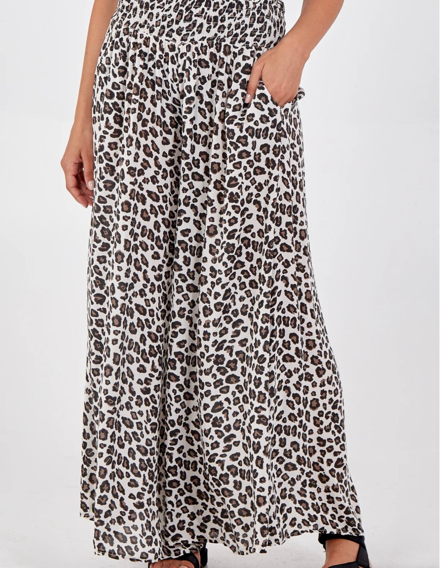 Leopard Print High Waist Wide Leg Trouser