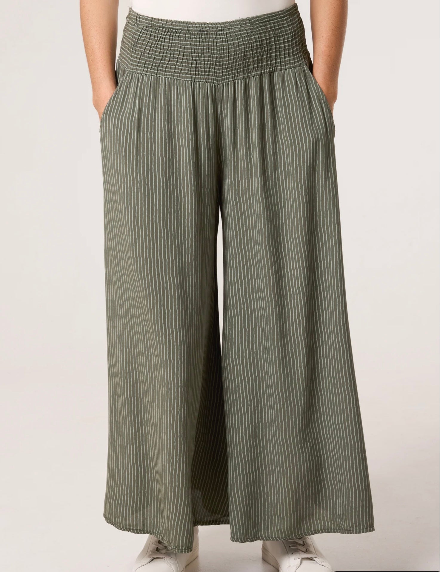 Pinstripe Wide Leg Trouser