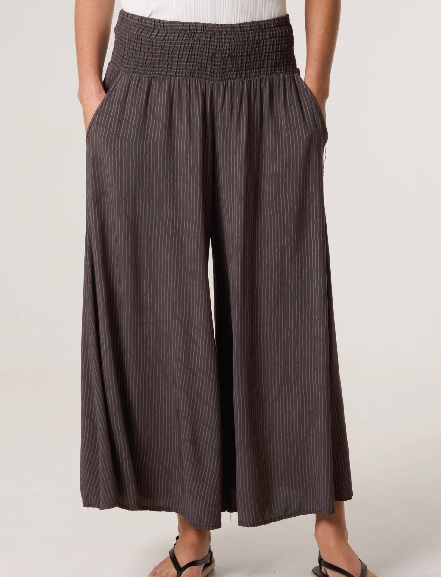 Pinstripe Wide Leg Trouser