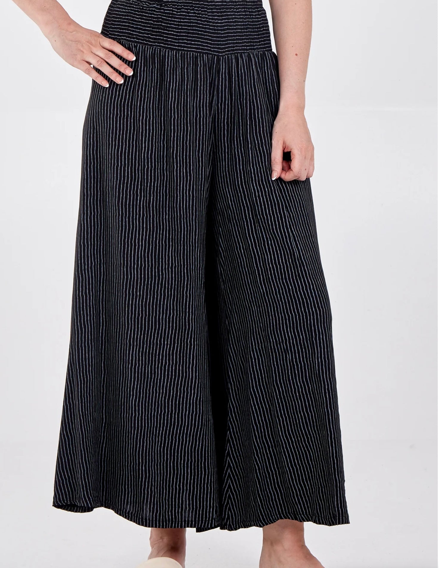 Pinstripe Wide Leg Trouser