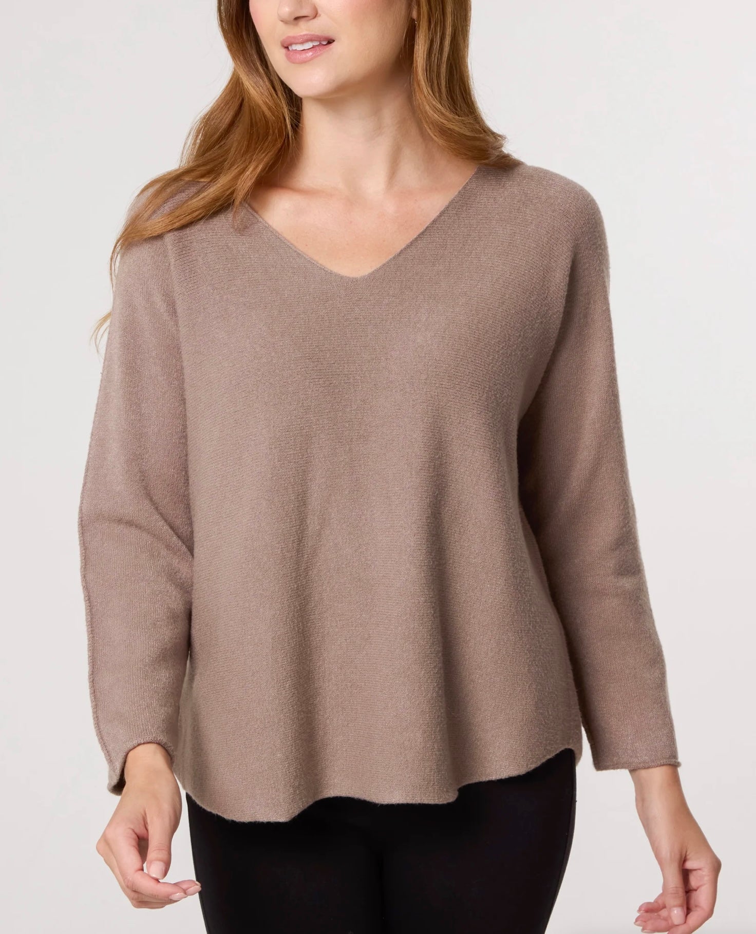 V Neck Jumper with Raw Edge Sleeve