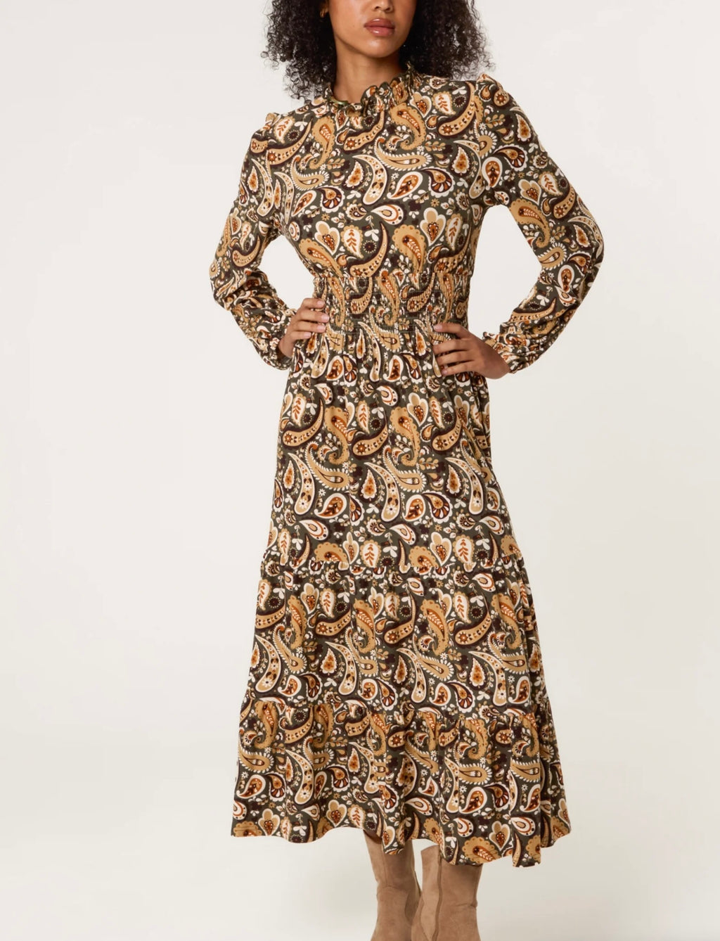 Paisley High Neck Stretch Dress