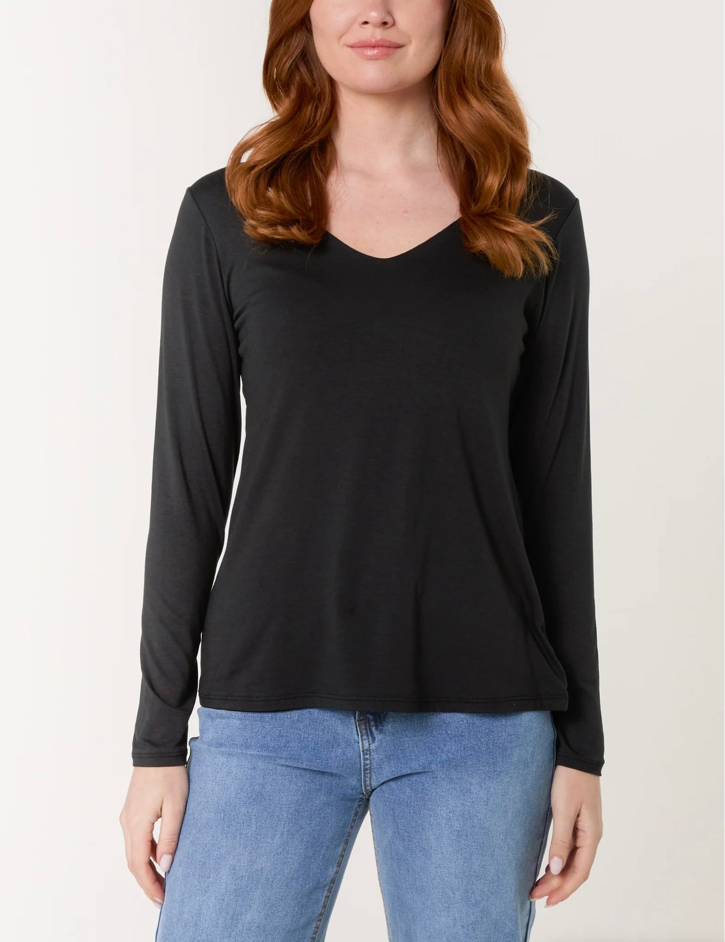 V Neck Stretch Long Sleeve Top