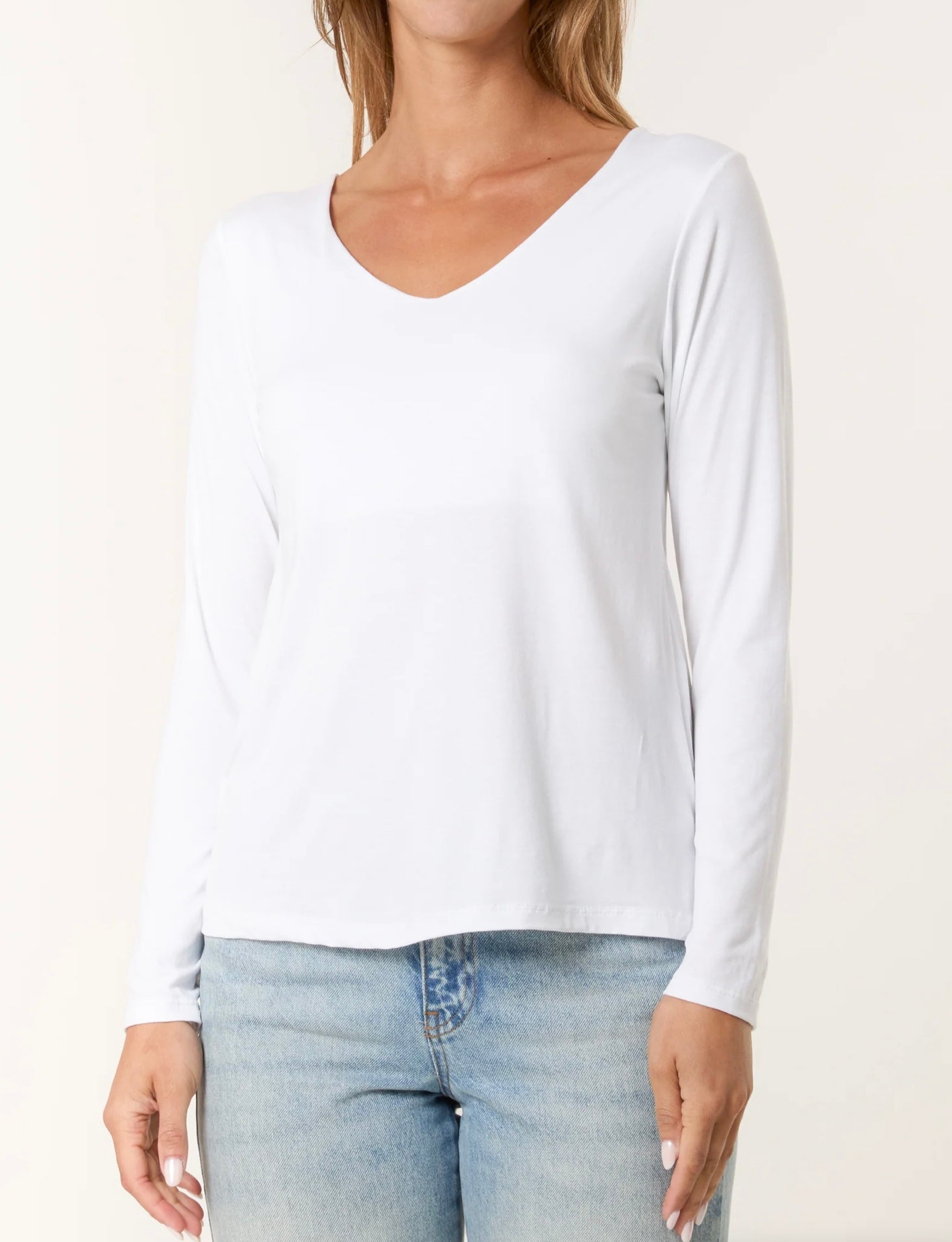 V Neck Stretch Long Sleeve Top