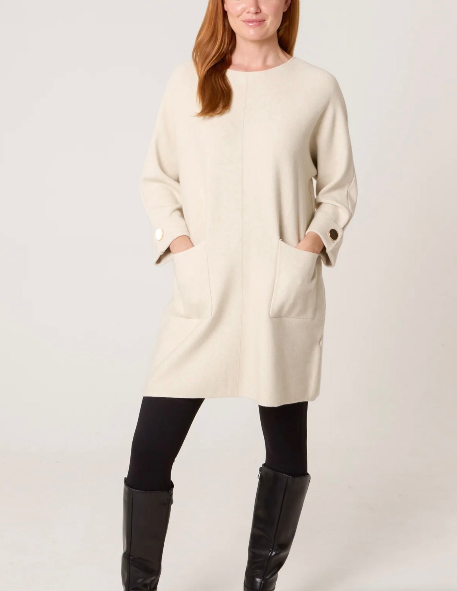 Tunic Gold Button Front Seam