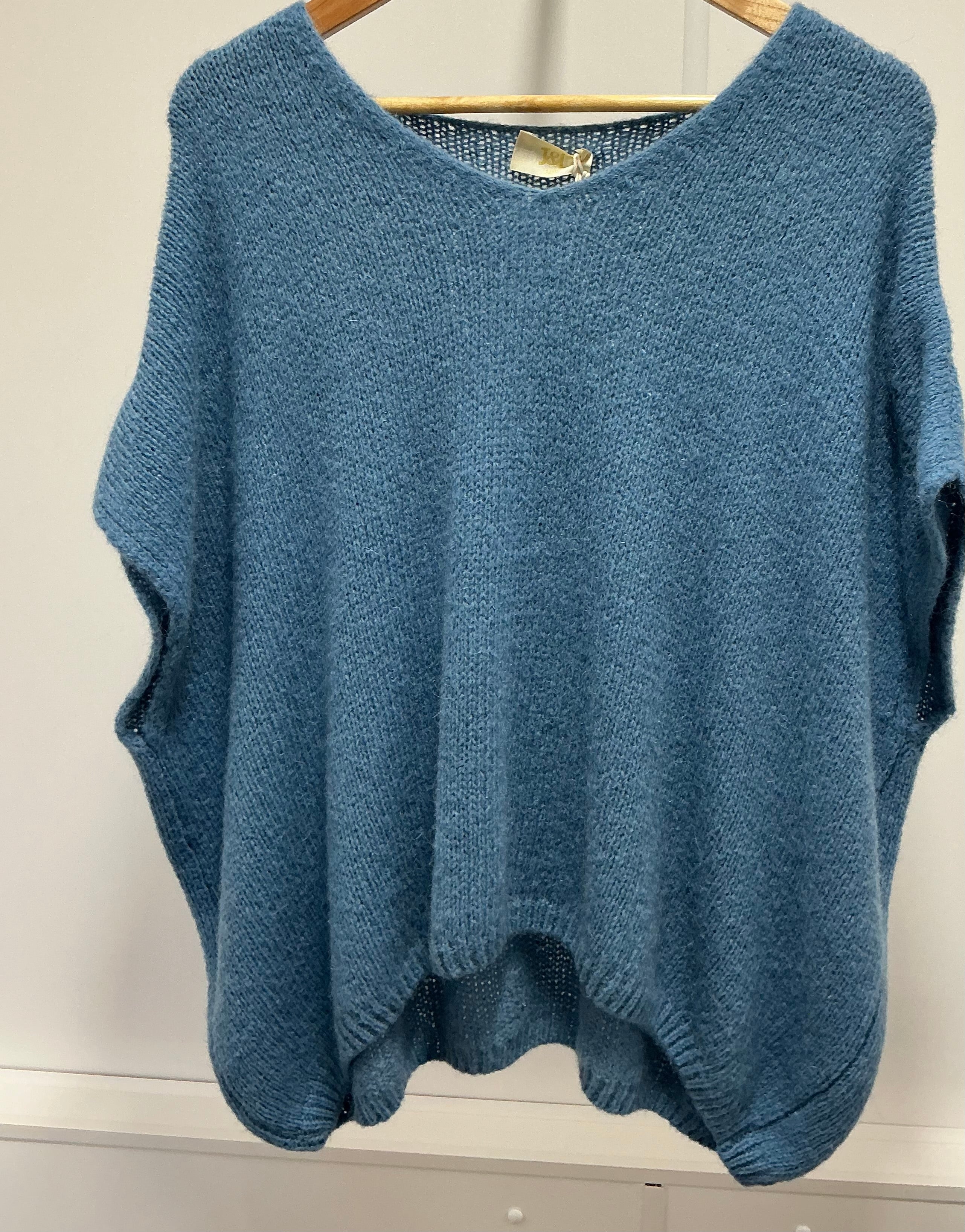 V Neck Short Sleeve Mohair Jumper
