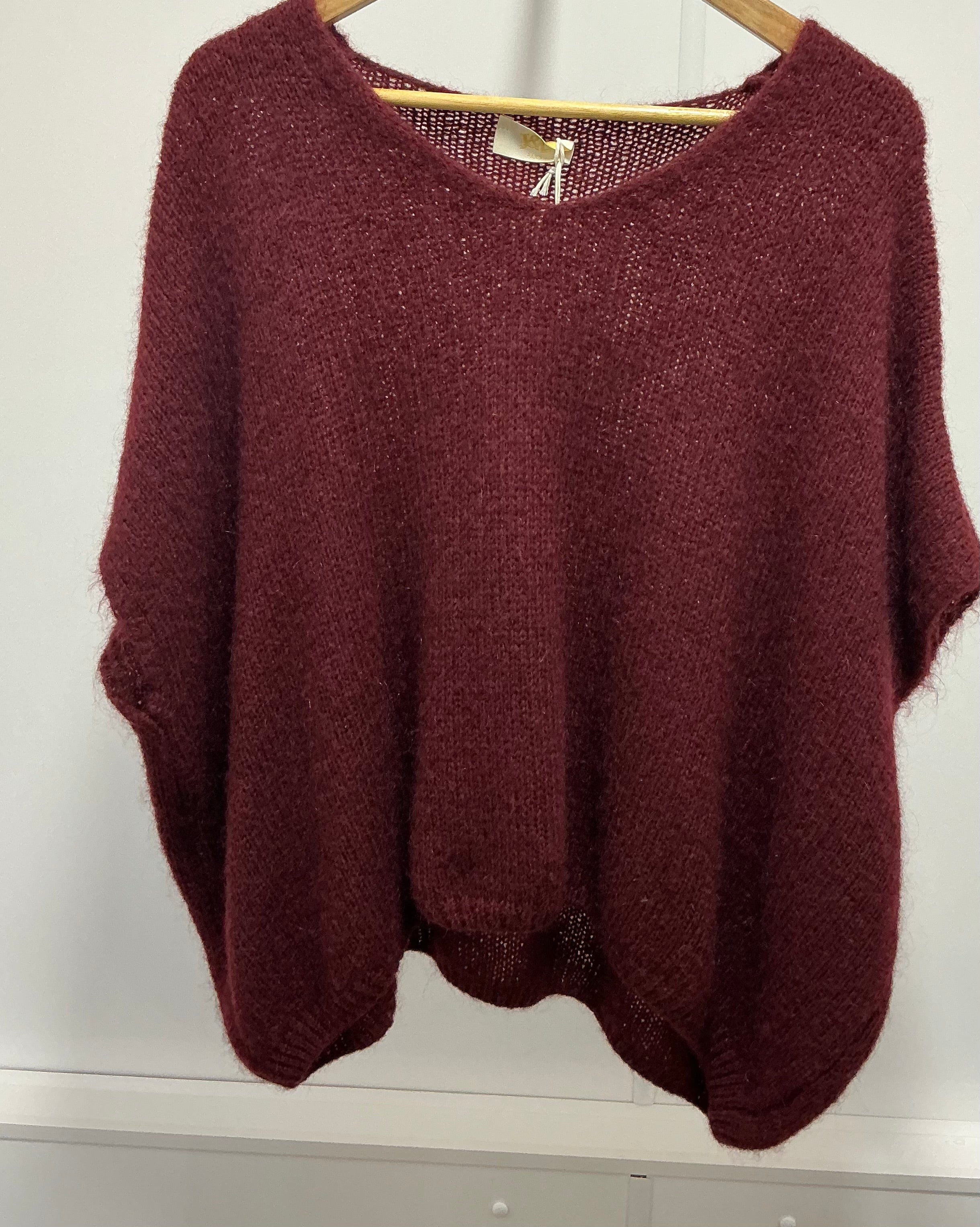 V Neck Short Sleeve Mohair Jumper