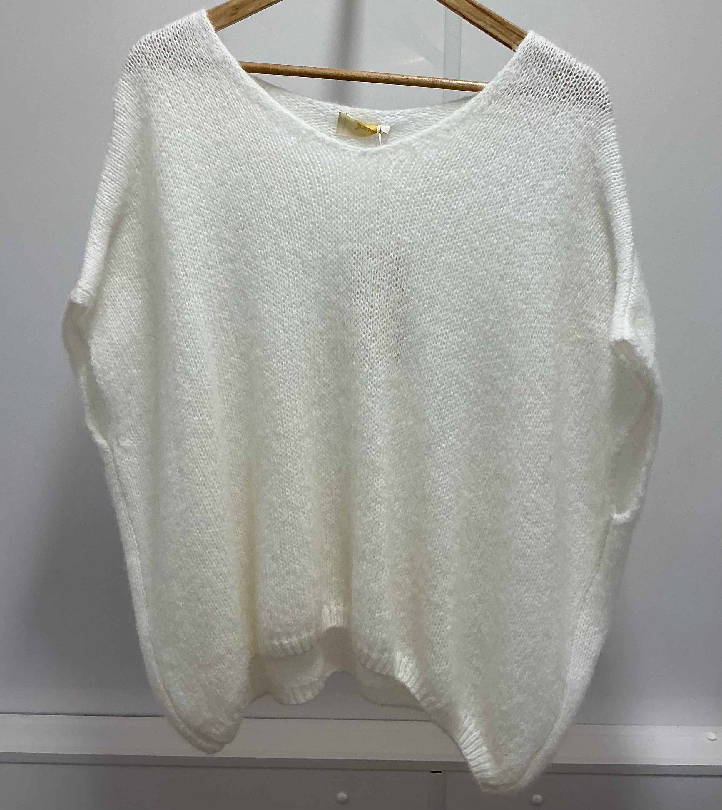 V Neck Short Sleeve Mohair Jumper