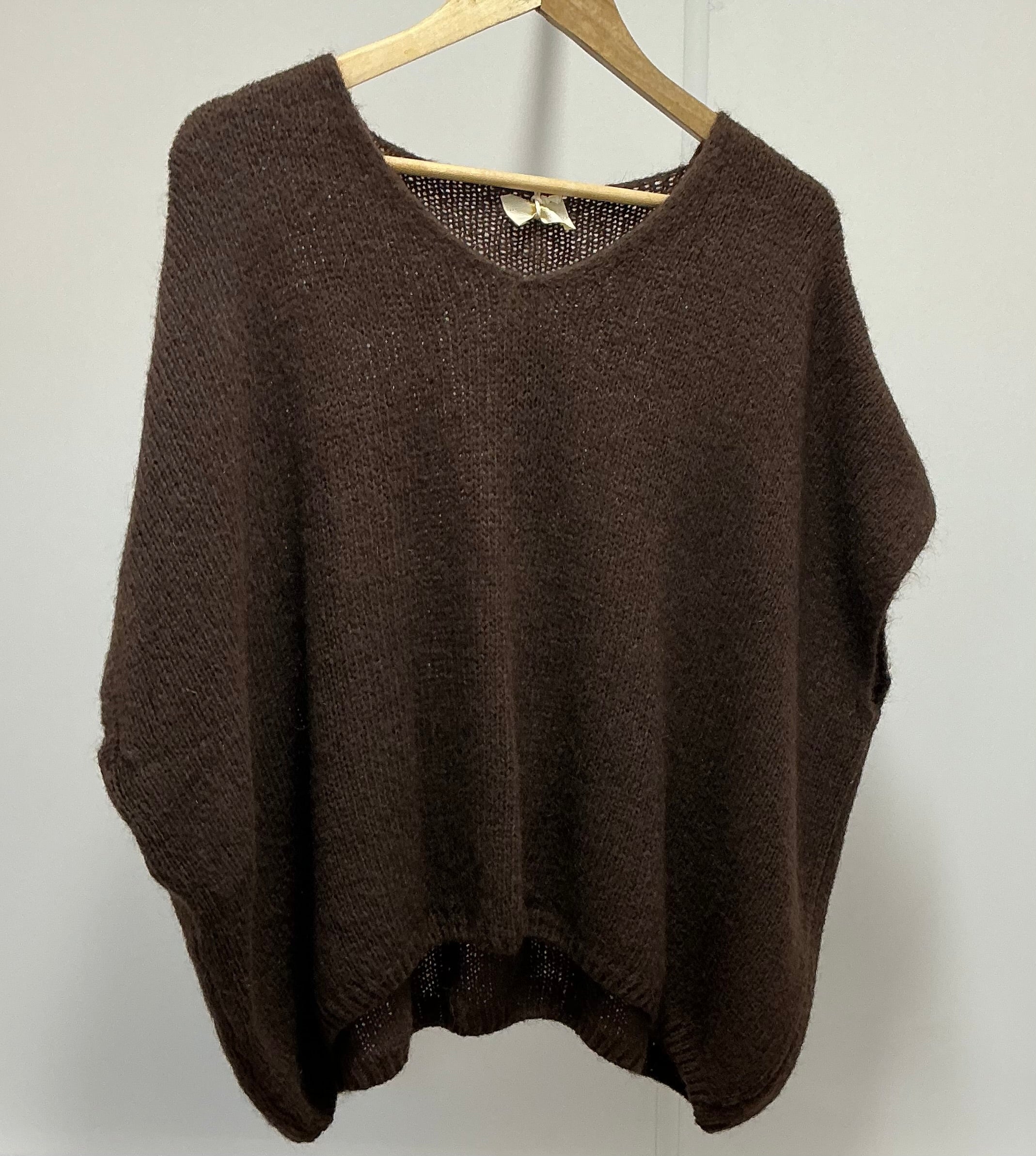 V Neck Short Sleeve Mohair Jumper