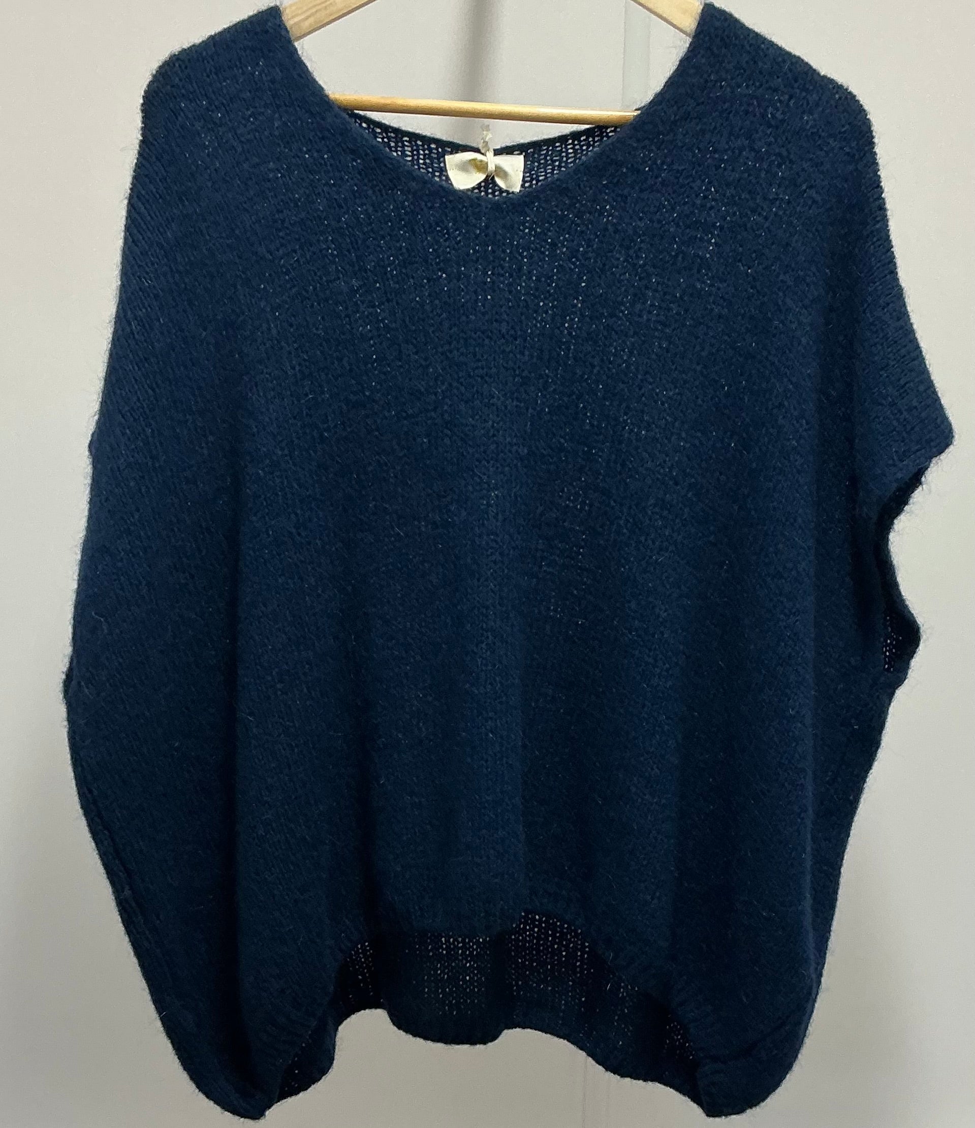 V Neck Short Sleeve Mohair Jumper