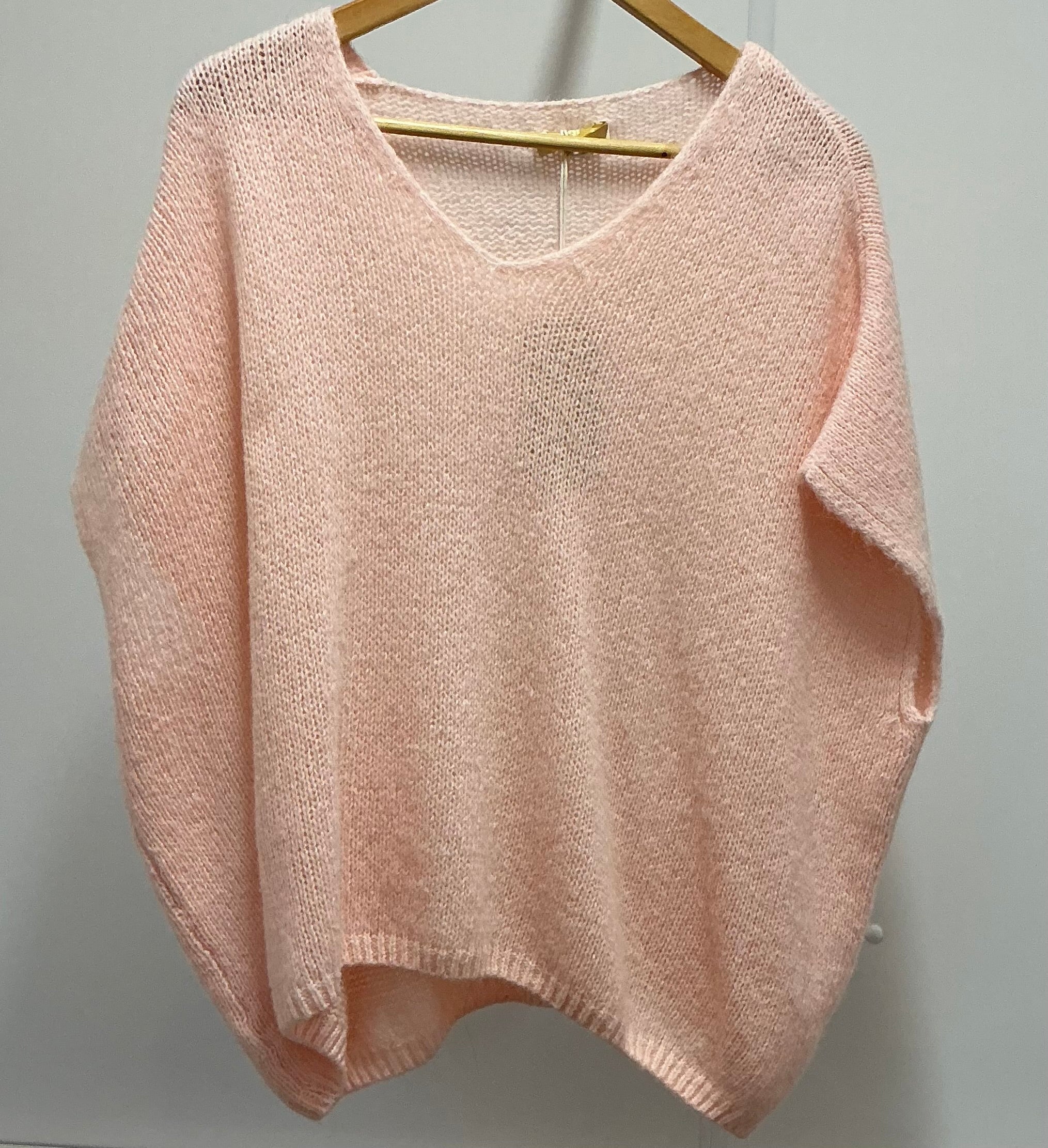 V Neck Short Sleeve Mohair Jumper