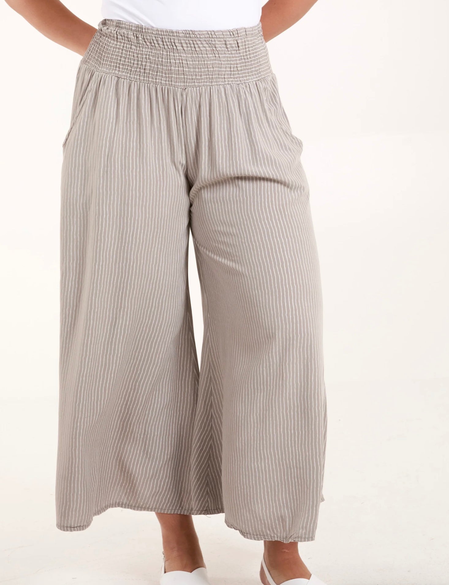 Pinstripe Wide Leg Trouser