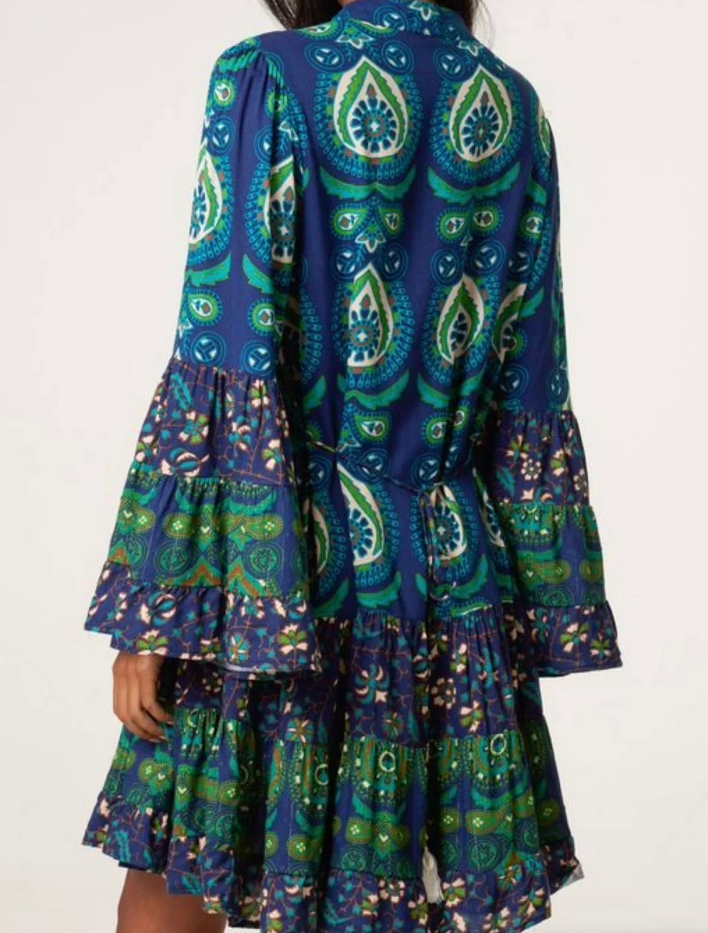 Boho Bell Sleeve Tassel collar Dress