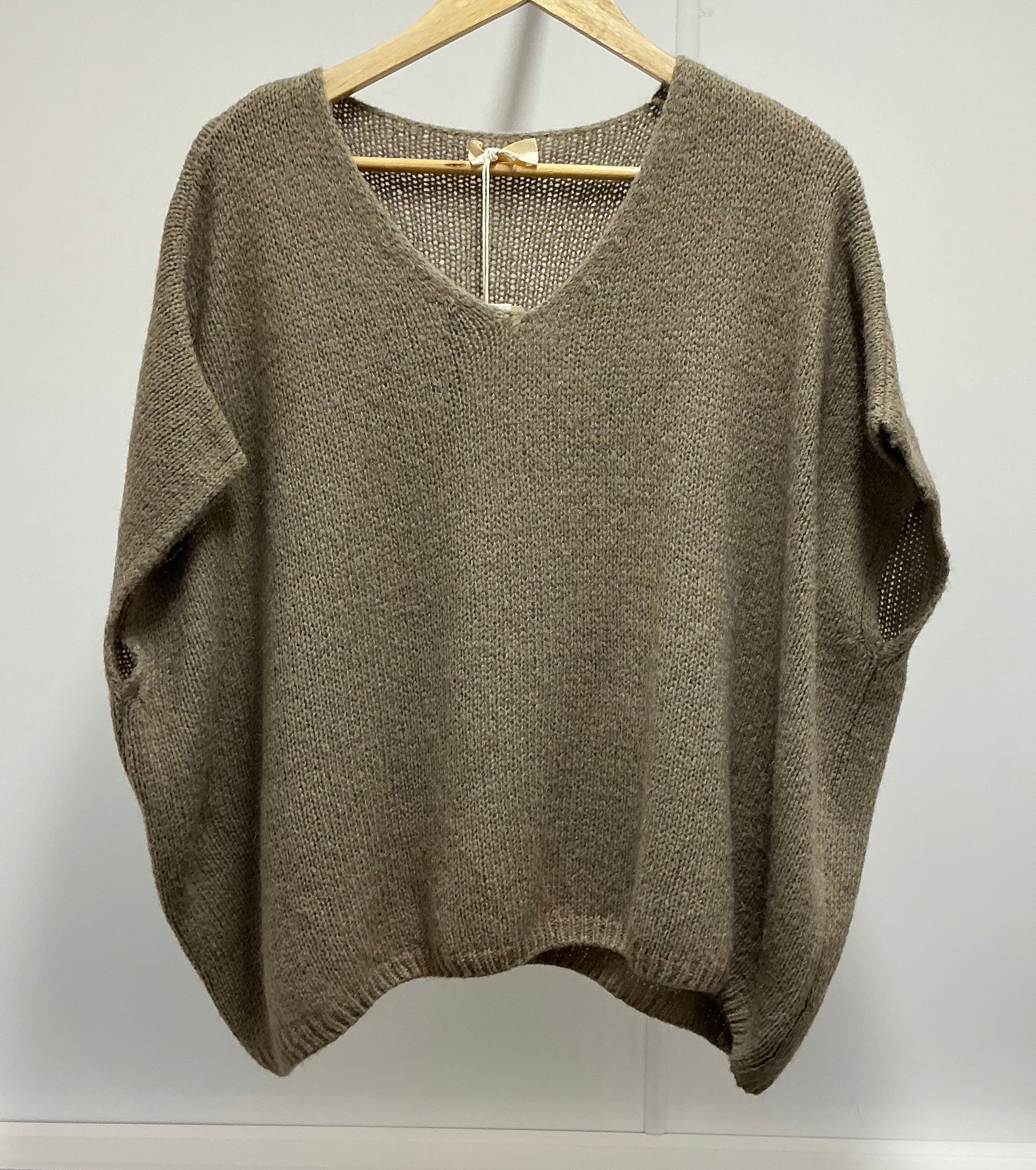 V Neck Short Sleeve Mohair Jumper