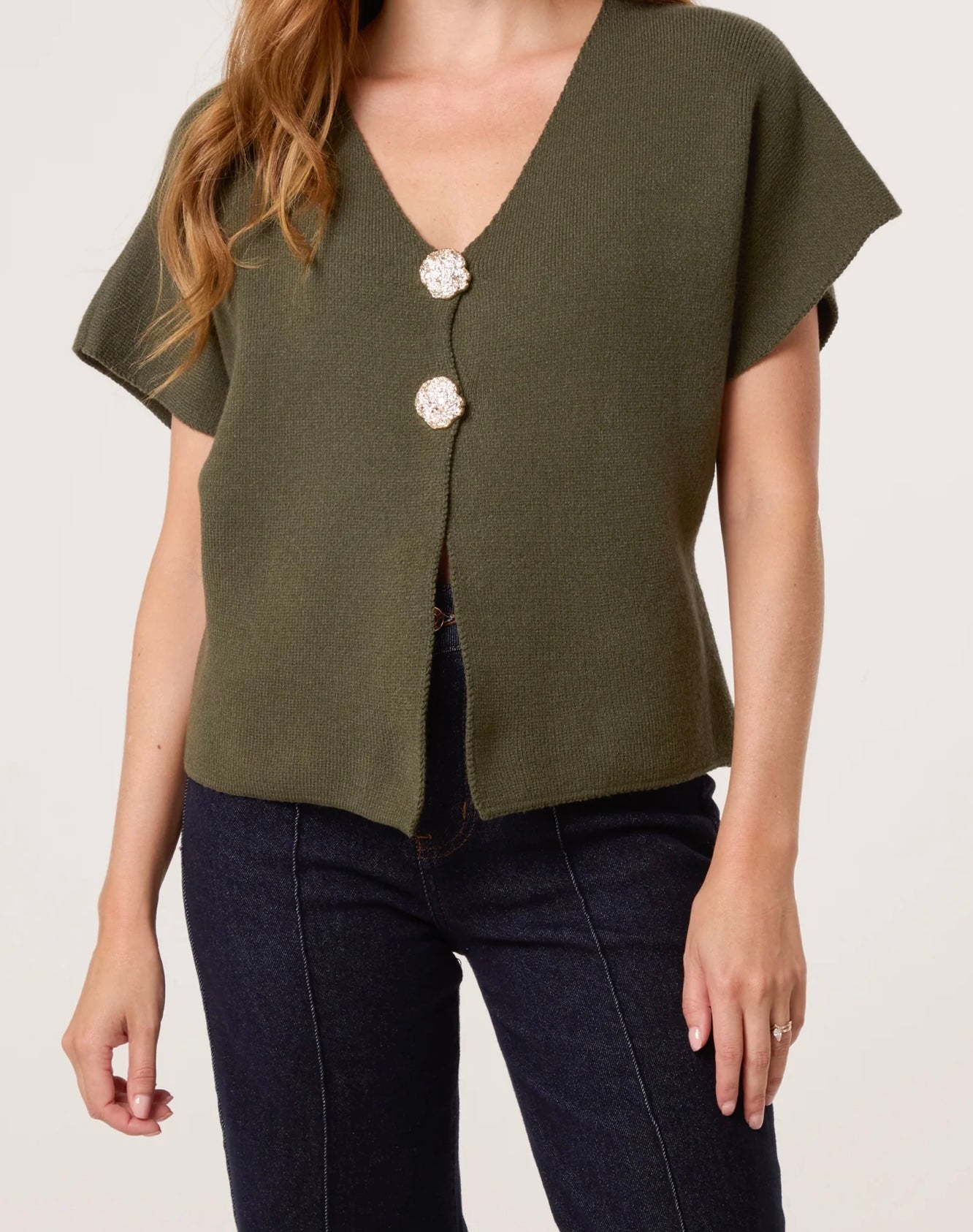 V Neck knitted Cardigan Vest