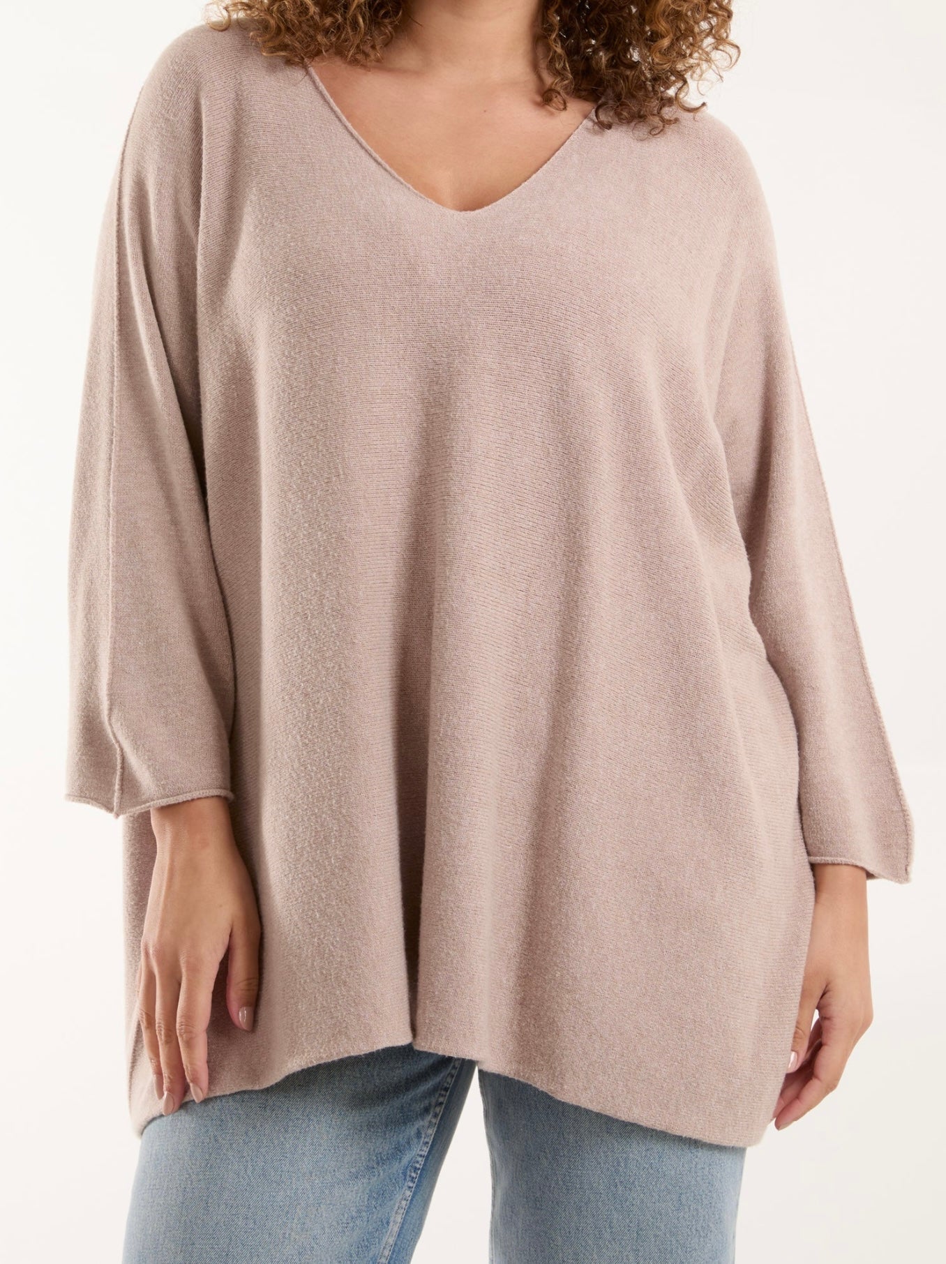 V Neck Oversized Fine Knit Jumper