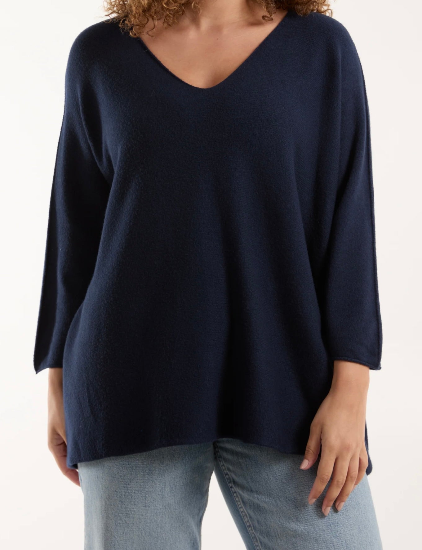 V Neck Oversized Fine Knit Jumper