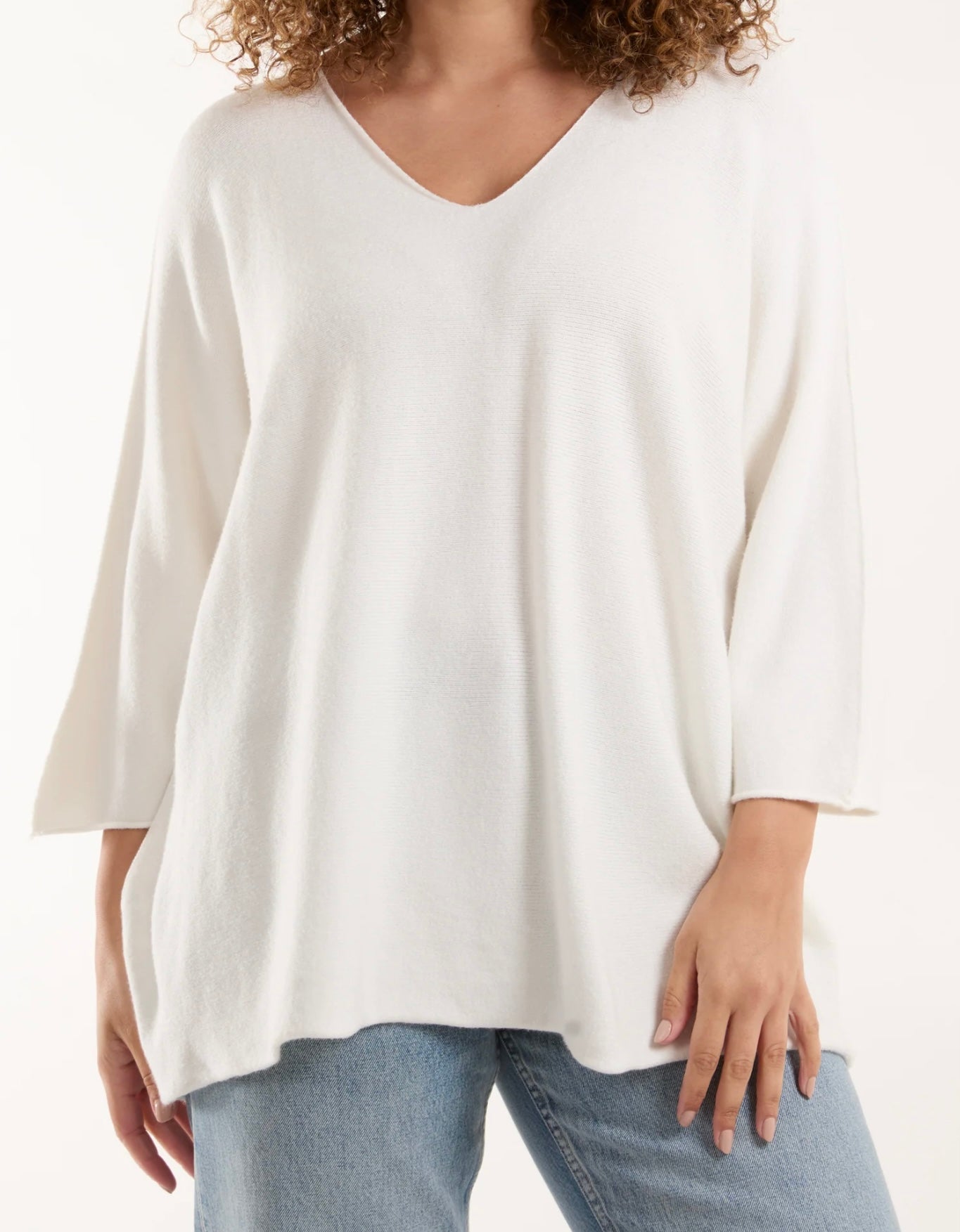 V Neck Oversized Fine Knit Jumper