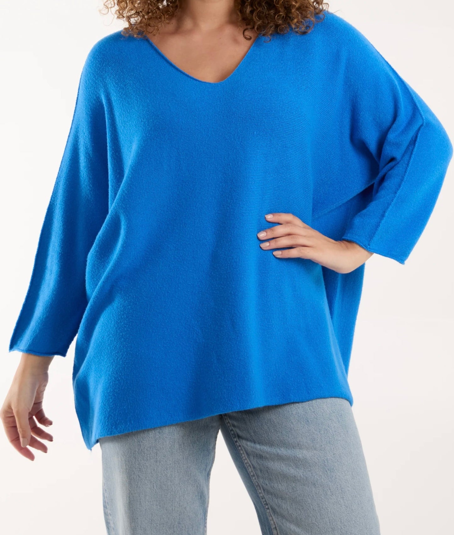 V Neck Oversized Fine Knit Jumper