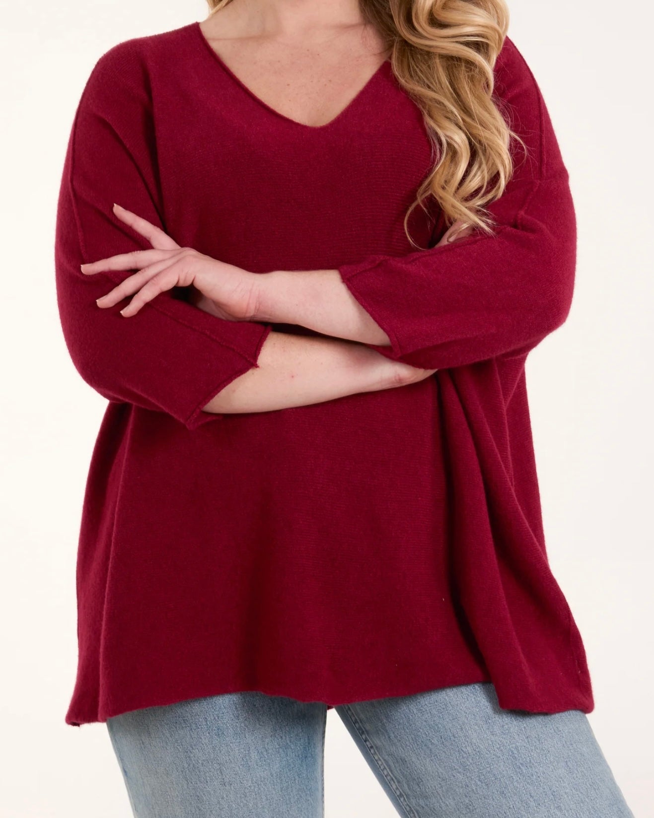 V Neck Oversized Fine Knit Jumper