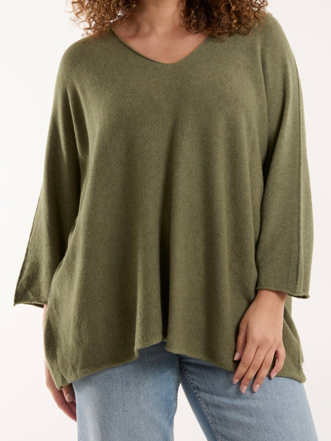 V Neck Oversized Fine Knit Jumper