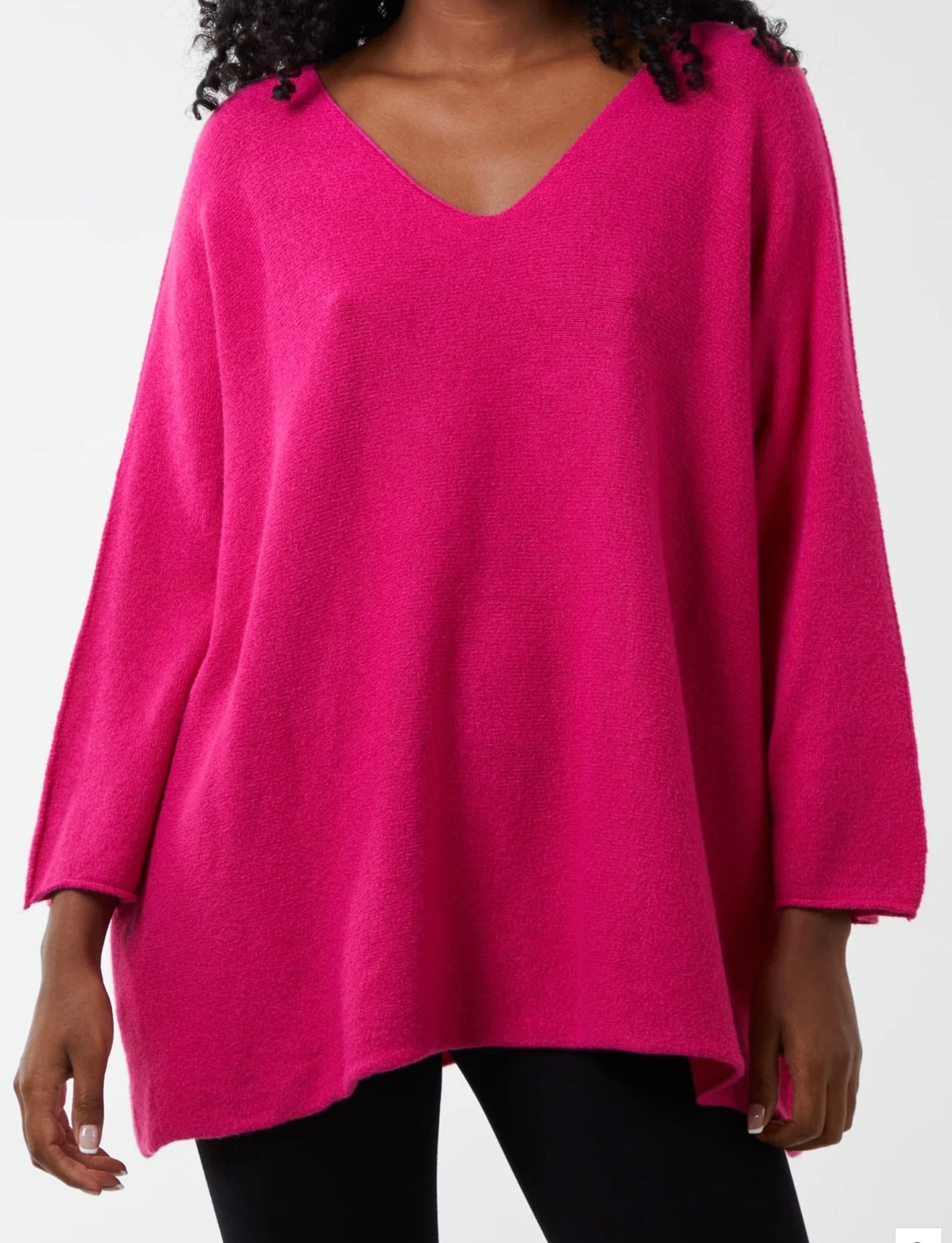 V Neck Oversized Fine Knit Jumper