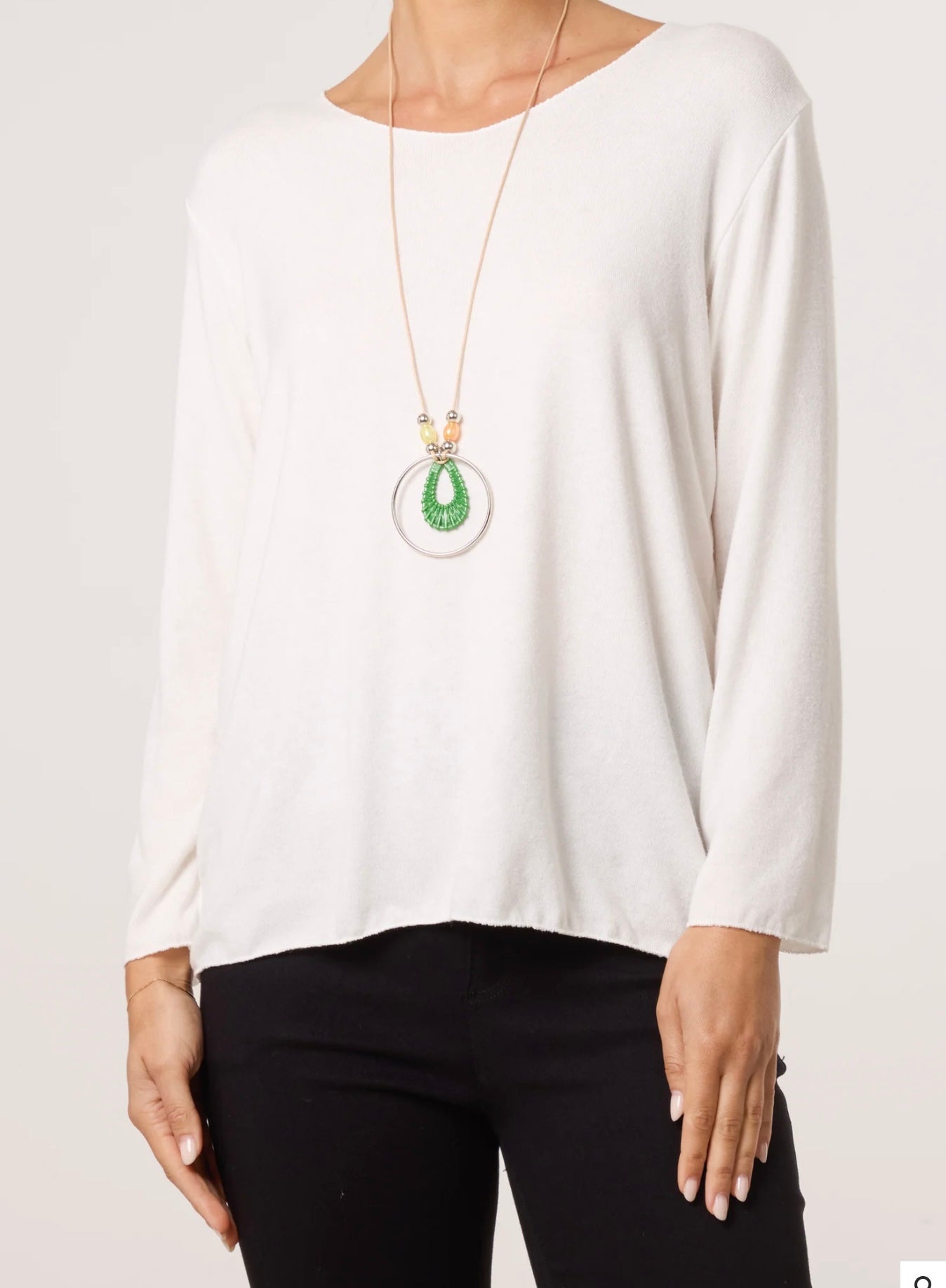Fine Knit V Neck Jumper with necklace