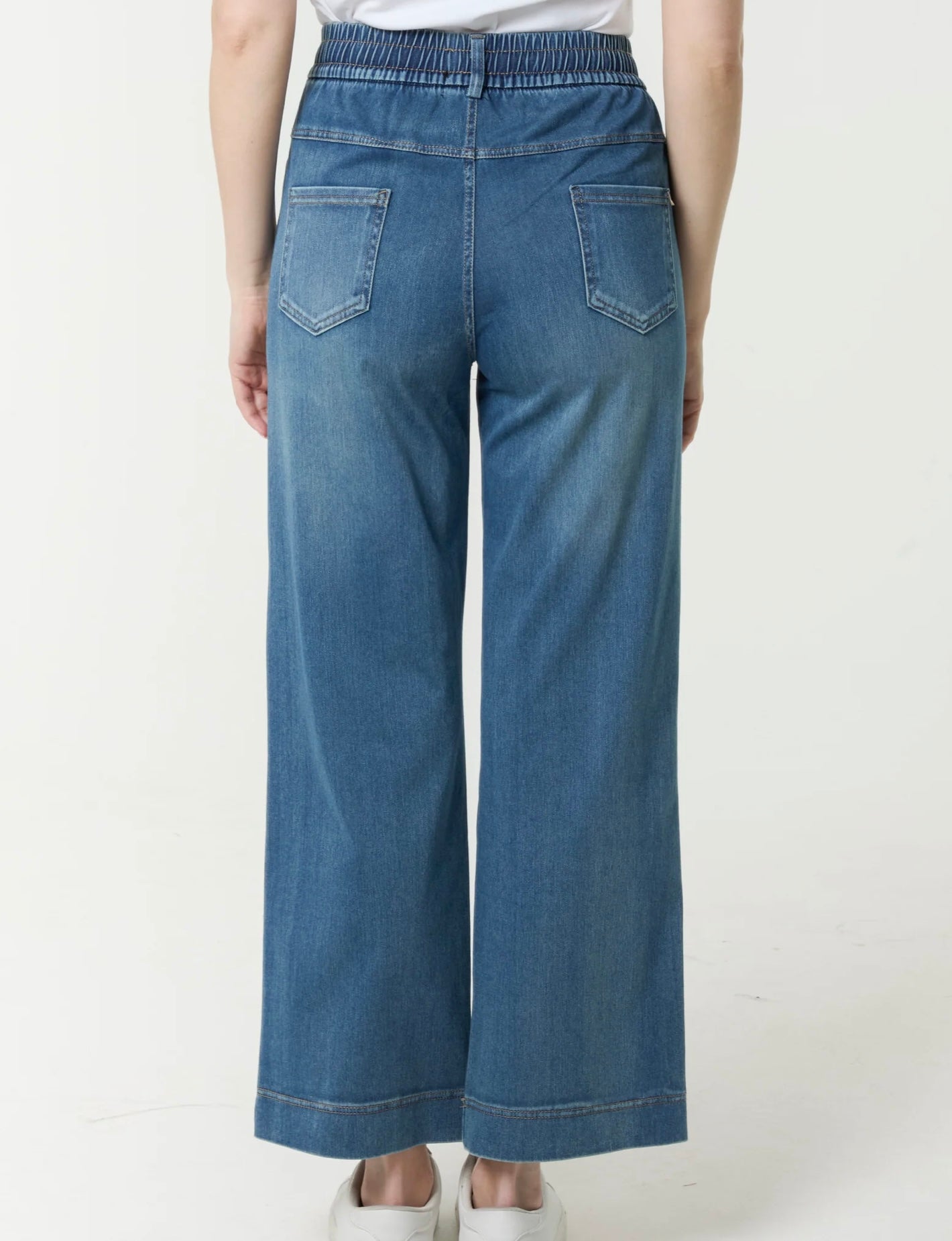 Elasticated Waist Wide Leg Denim Trouser