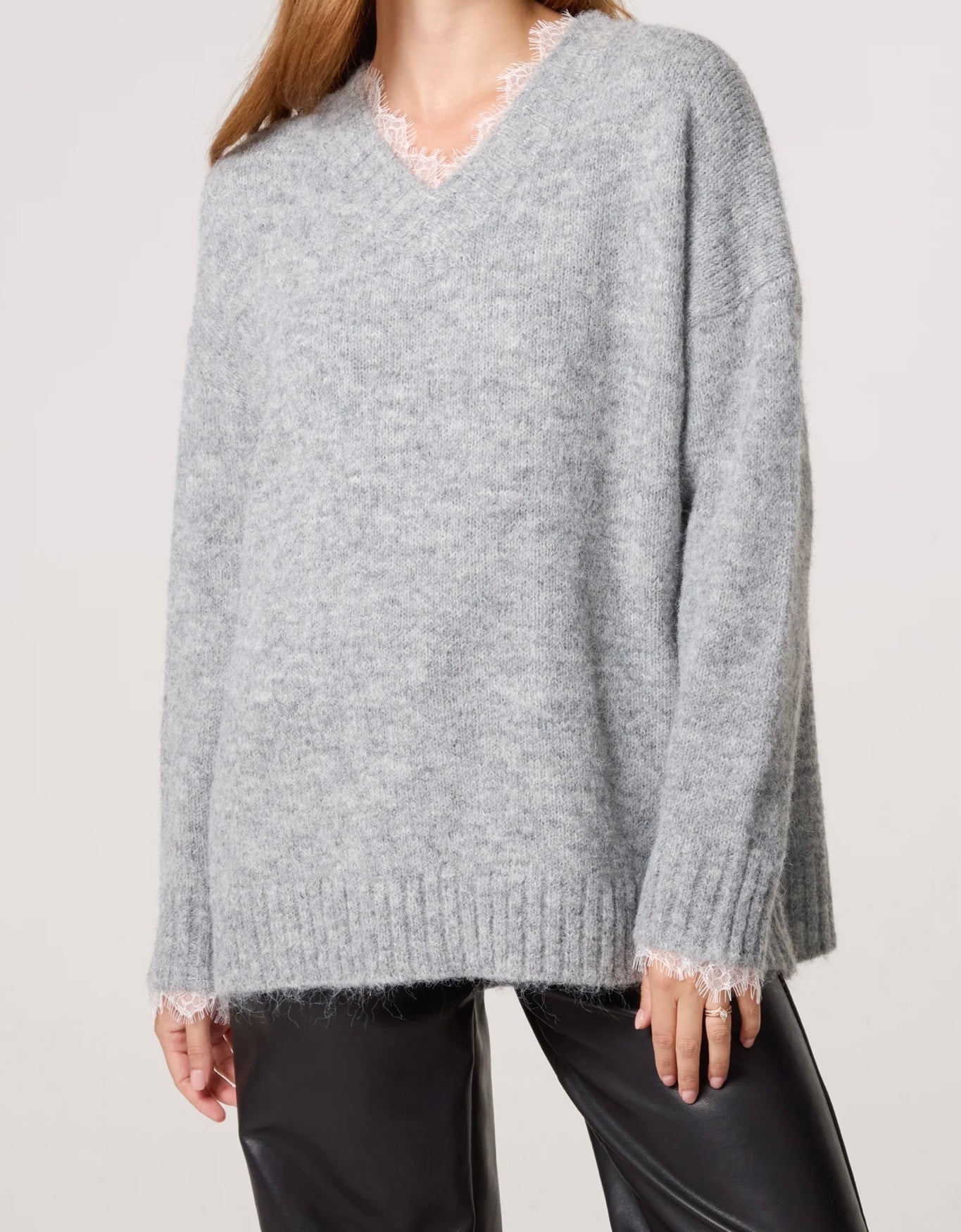 Laced Neck V Necked Jumper