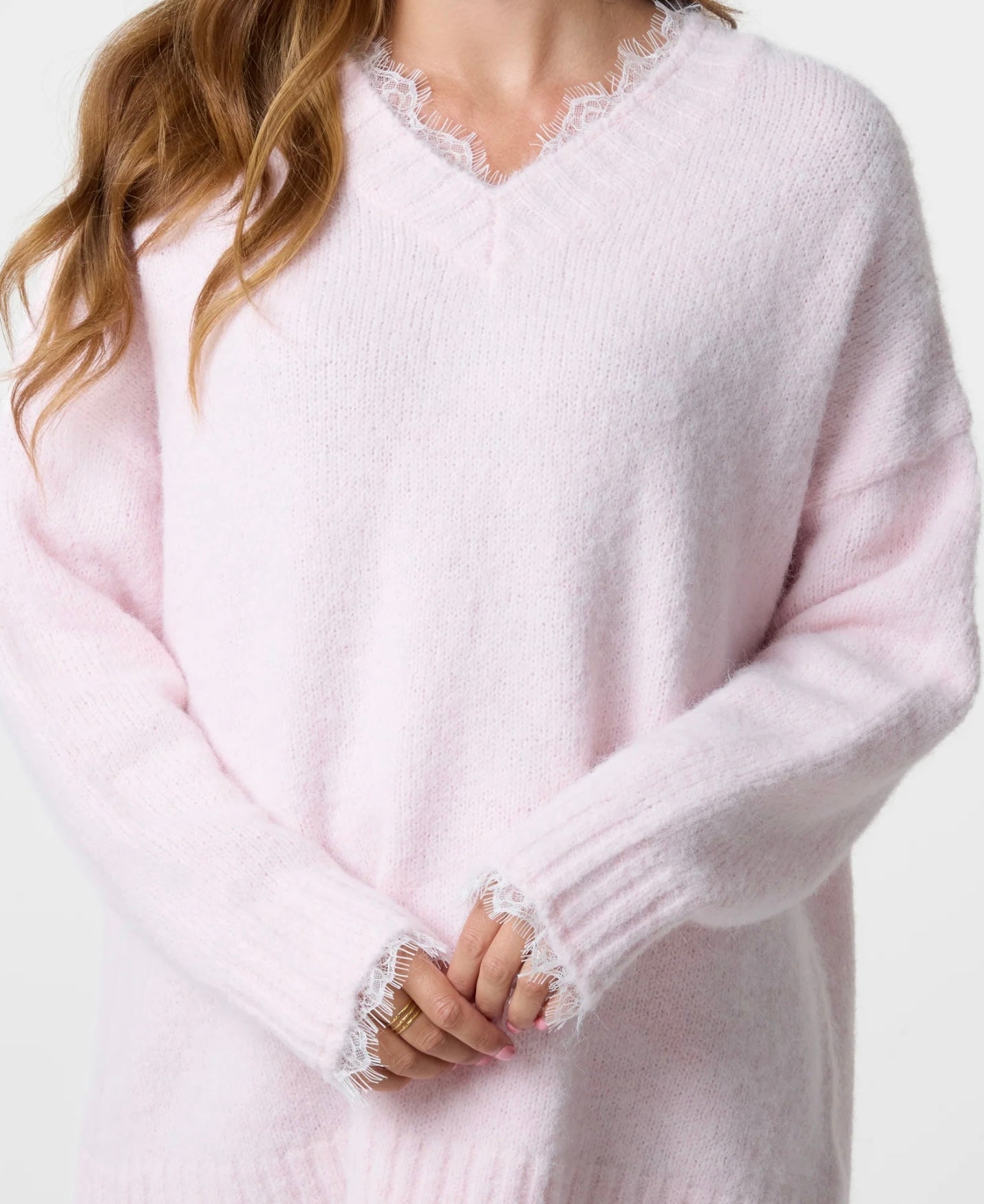 Laced Neck V Necked Jumper