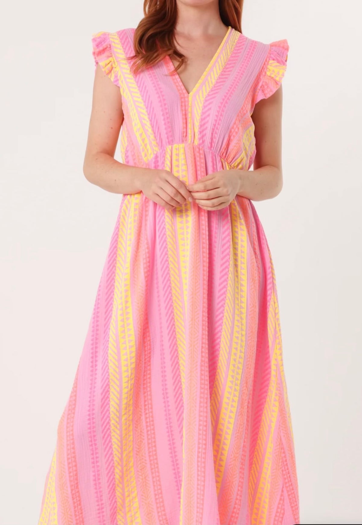 Aztec print short sleeve dress